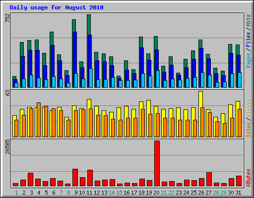 Daily usage for August 2010