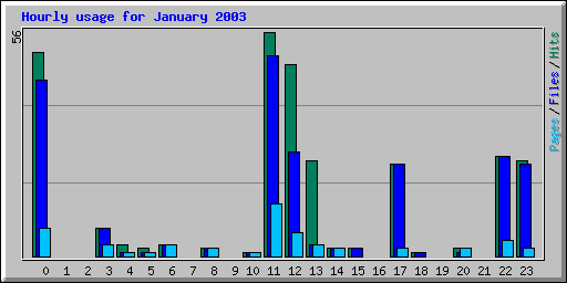 Hourly usage for January 2003